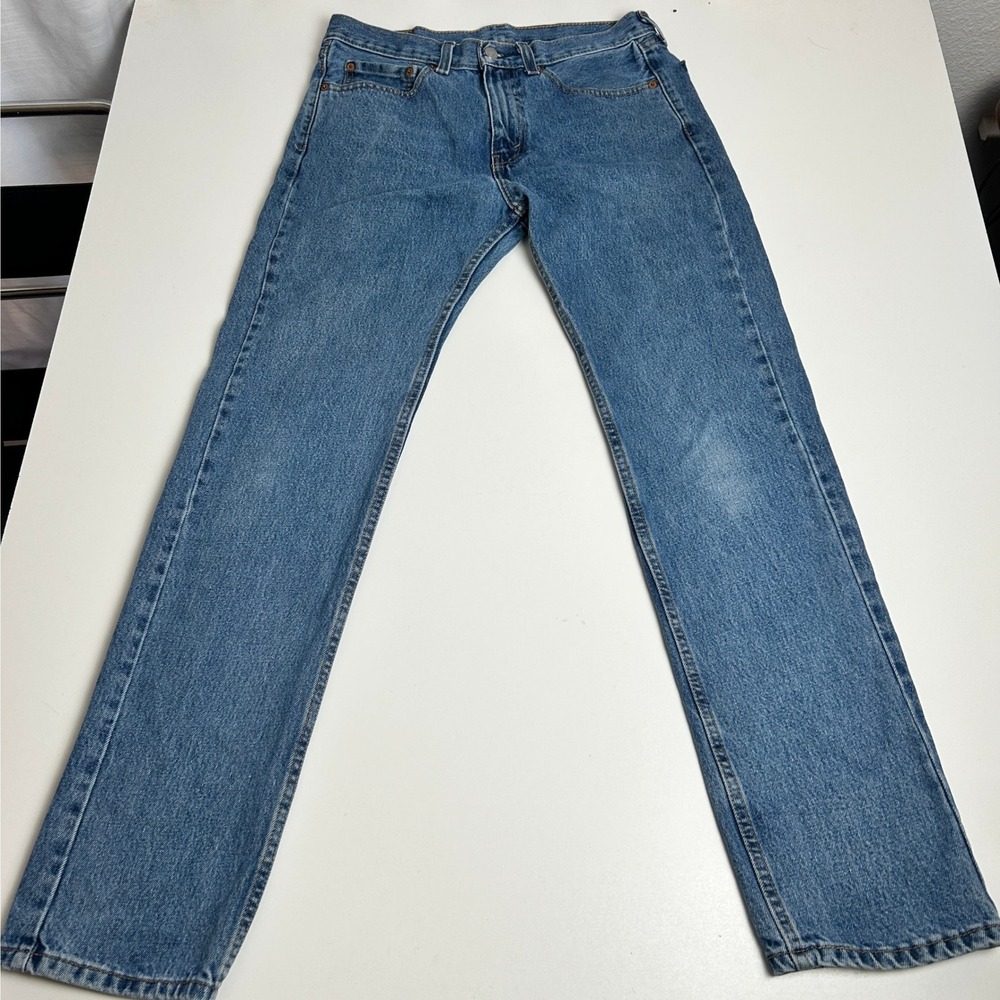 Levis 505 Regular Fit Straight Leg Jeans Mens 31x34 Medium Wash Blue Denim